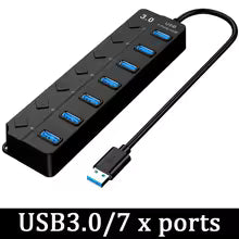 USB 3.0 Power Adapter 4/7 Port Multi USB Splitter
